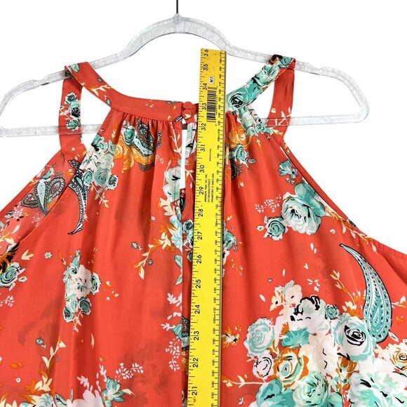 Torrid Womens 3X Coral Sleeveless Floral Paisley High Low Halter Top Summer - Picture 6 of 9